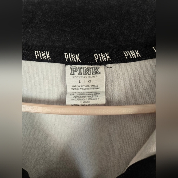 PINK VICTORIAS SECRET Women's Large 1/4 ZIP Gray Pullover Sweatshirt - Picture 5 of 5